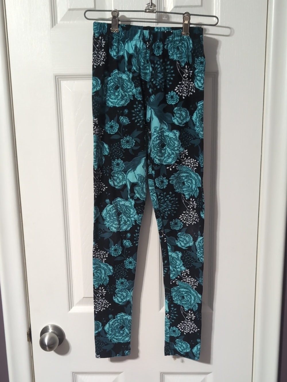 Kids Teal Floral Leggings